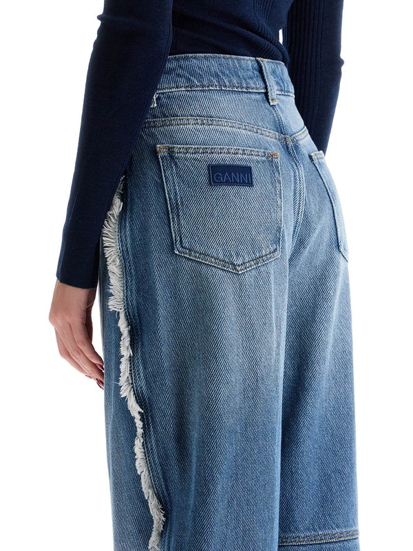 Back Logo Patch Side Fringe Denim Pants