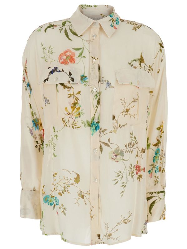 Flower Printed Long-Sleeve Shirt