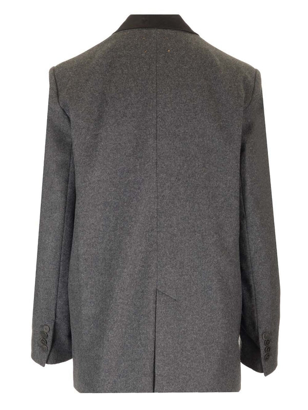 Contrast Collar Wool Tailored Jacket