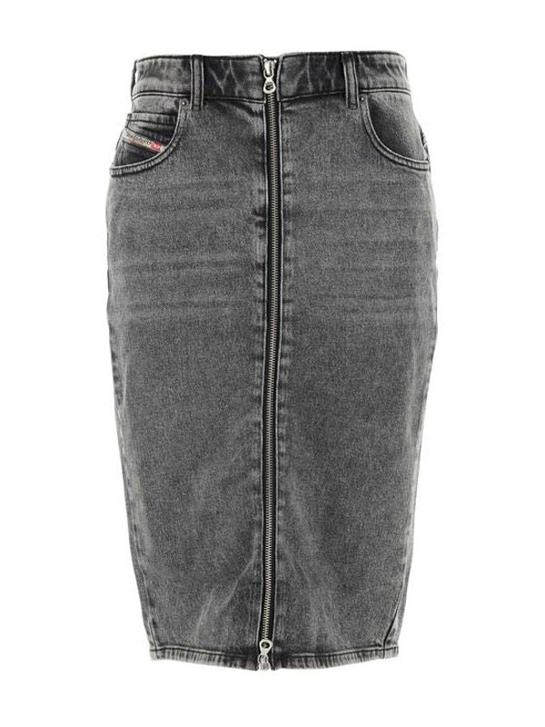 Zipper Detail Denim Skirt