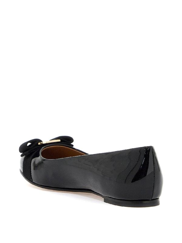 Varina Bow Leather Flat Shoes - Jente