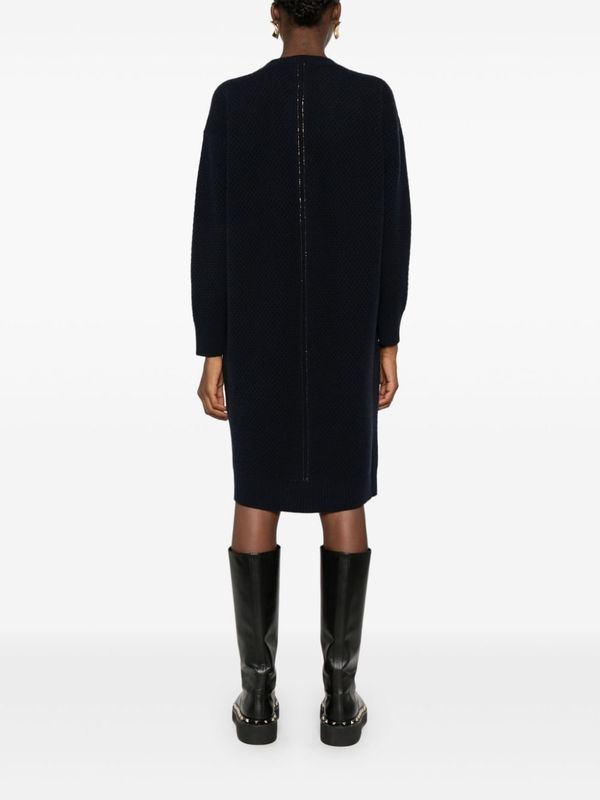 Wool Cashmere Knit Midi Dress