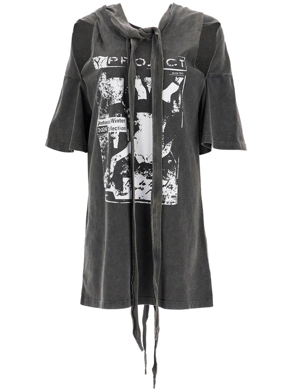 グラフィックロゴプリントカットアウトミニドレス