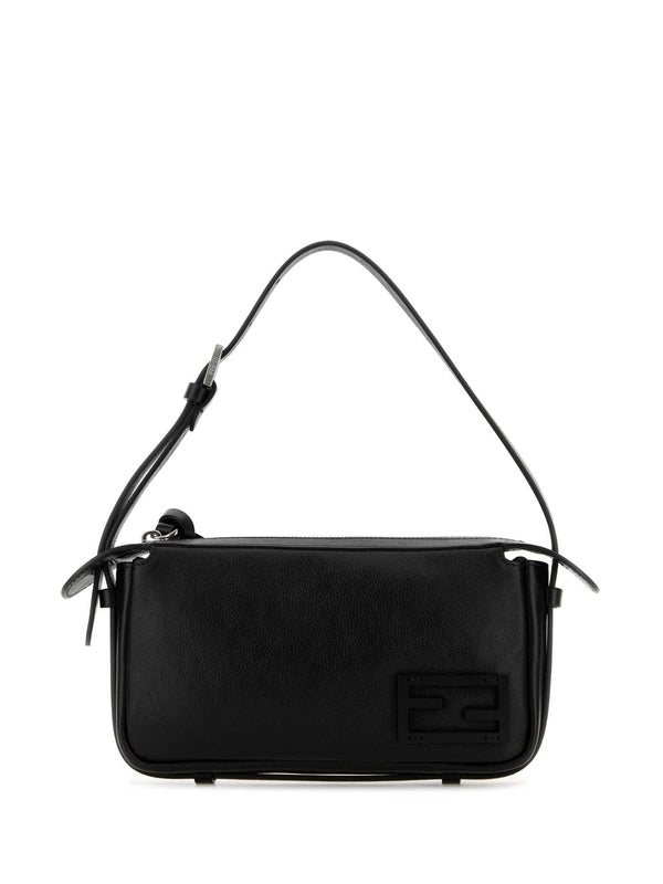 Simply Logo Decor Leather Shoulder Bag