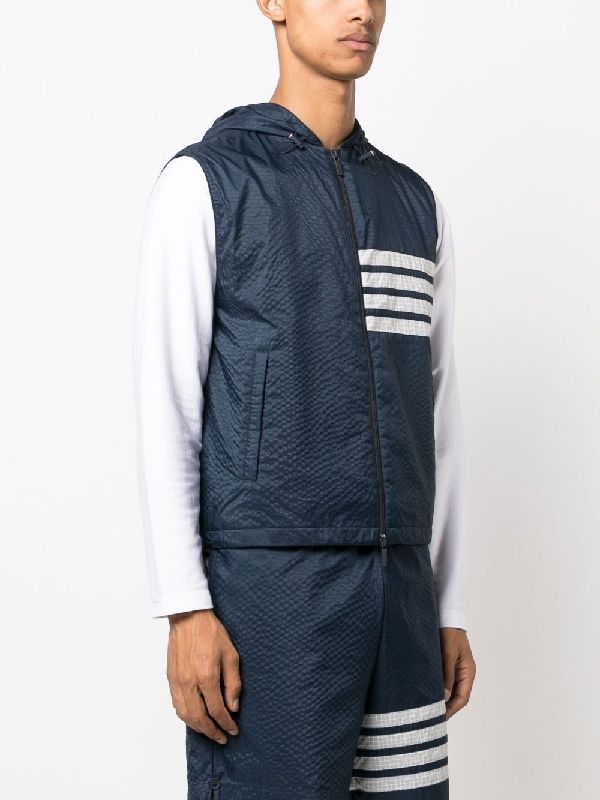 Diagonal Bar Nylon Hood Vest