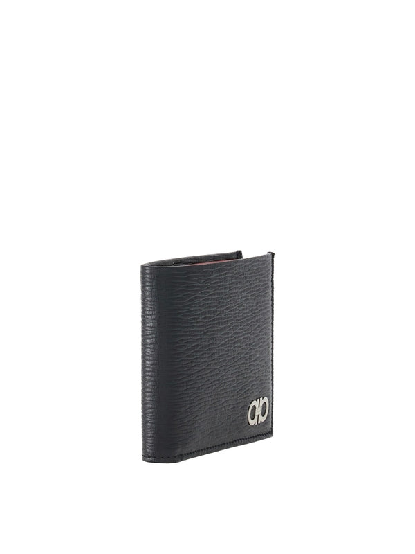 Gancini Metal Logo Calfskin Bifold Wallet