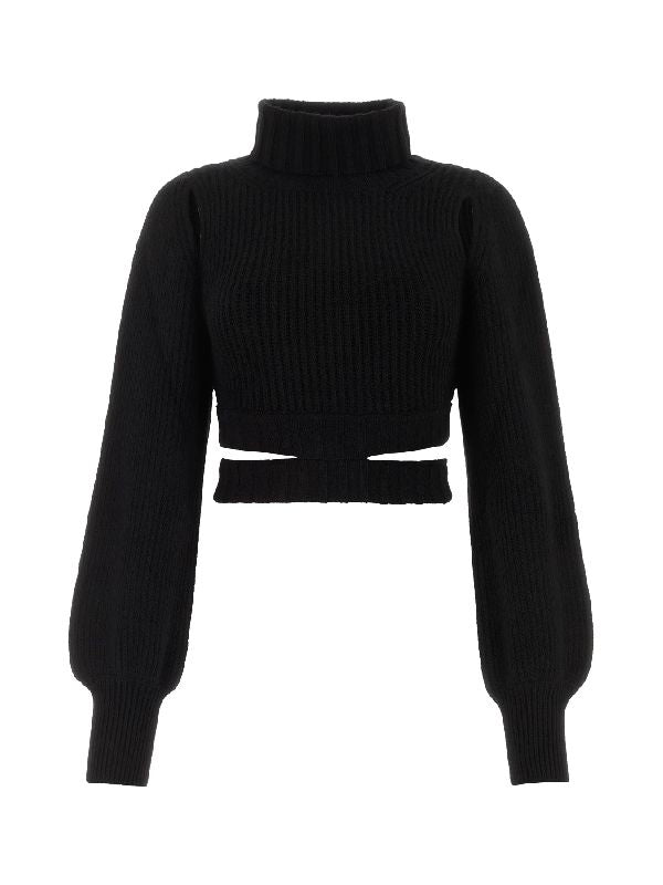 Cut-Out Waist High-Neck Knit