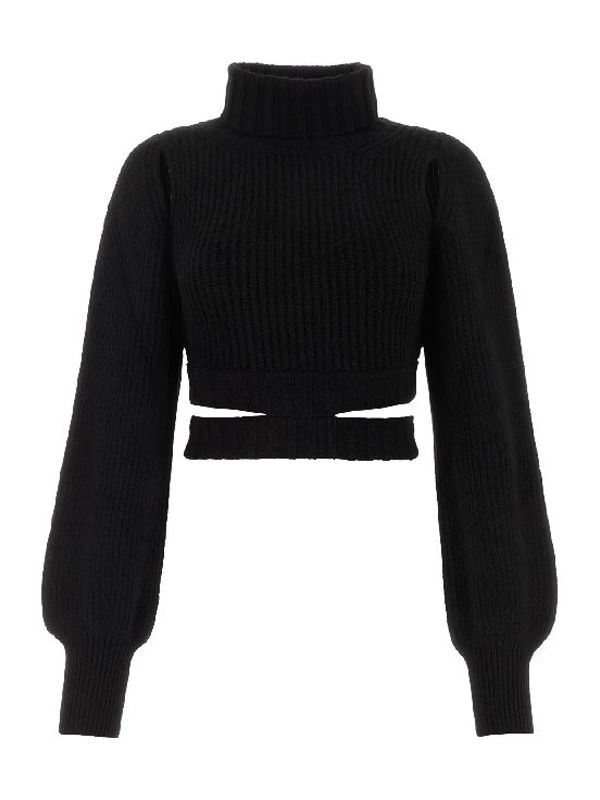 Cut-out Waist High-neck Sweater