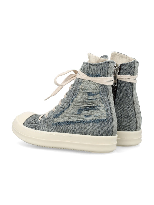 Distressed Denim High-top Sneakers