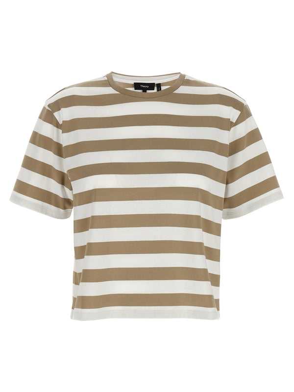 Theory White Khaki Short Sleeve T-Shirt