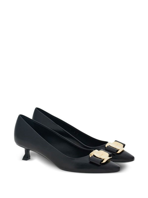 Vara Bow Leather Pumps Heelss