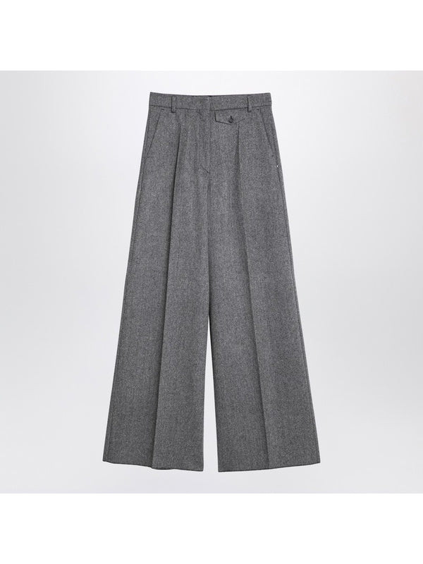 Wool Blend Tweed Tailored Pants