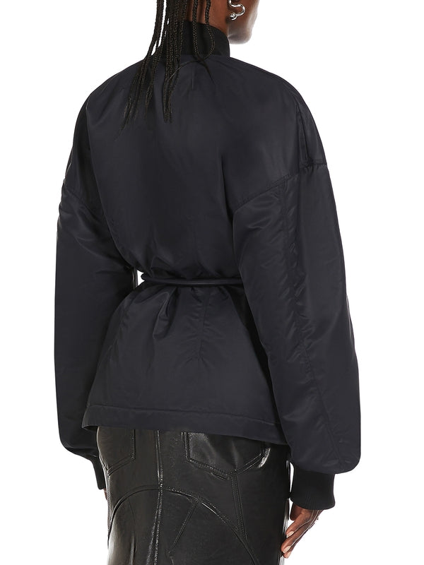 Zebu High Neck Front Tie Bomber Jacket