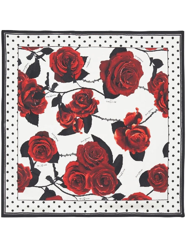 Rose Printed Silk Scarf