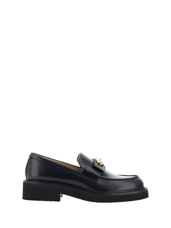 V Logo Leather Loafer