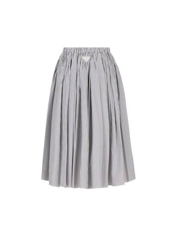 Back Triangle Logo Nylon Pleated Skirt