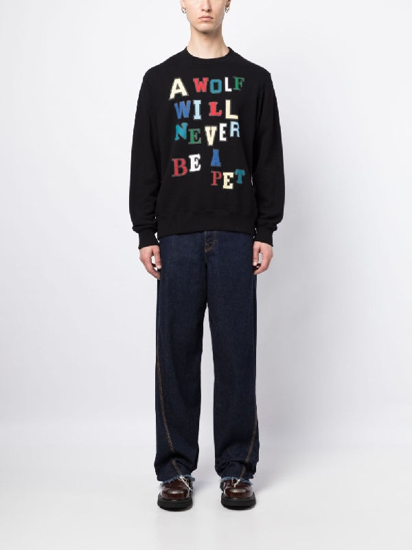 Slogan Printing Crew Neck Sweatshirt