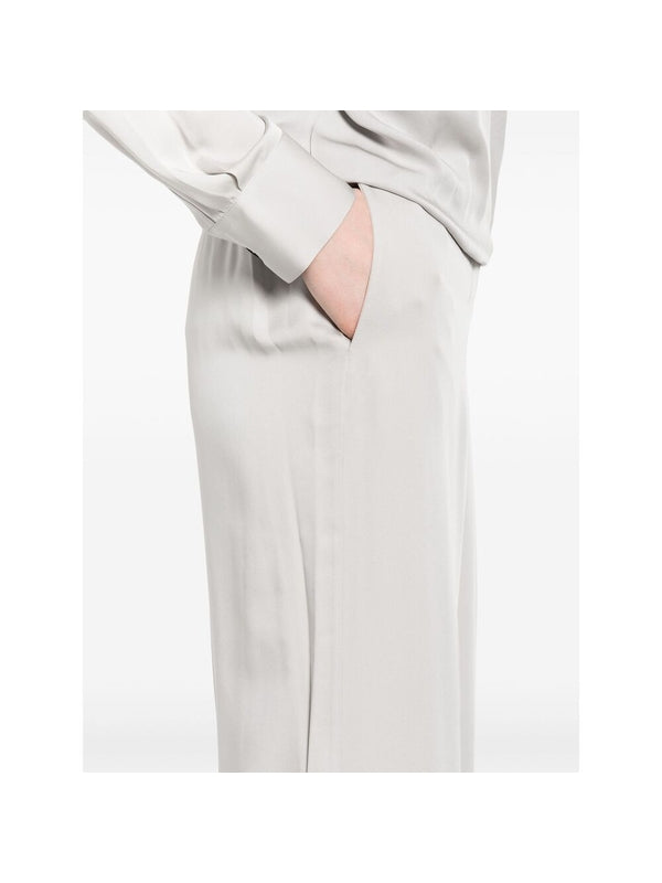 Gray Silk Wide Pants