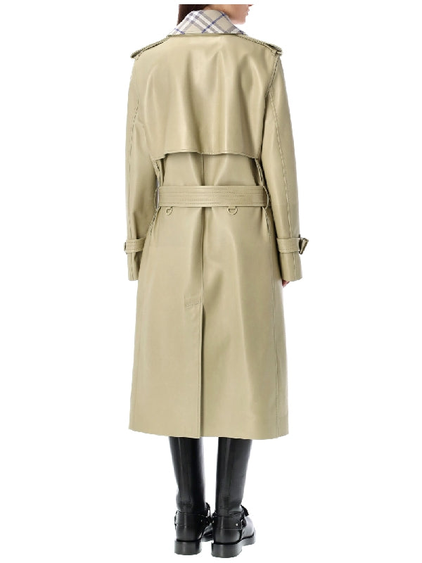 BURBERRY - Belted Leather Long Trench Coat - Jente