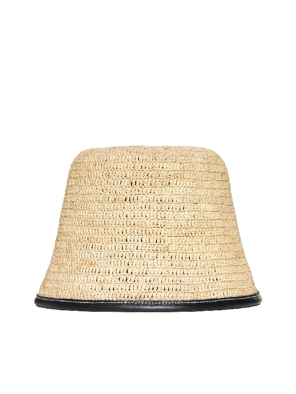 Logo Patch Raffia Bucket Hat