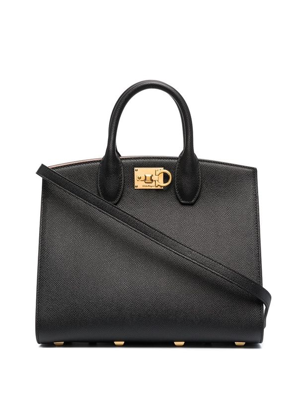 FERRAGAMO - Studio Gancini Leather Tote
  Bag - Jente
