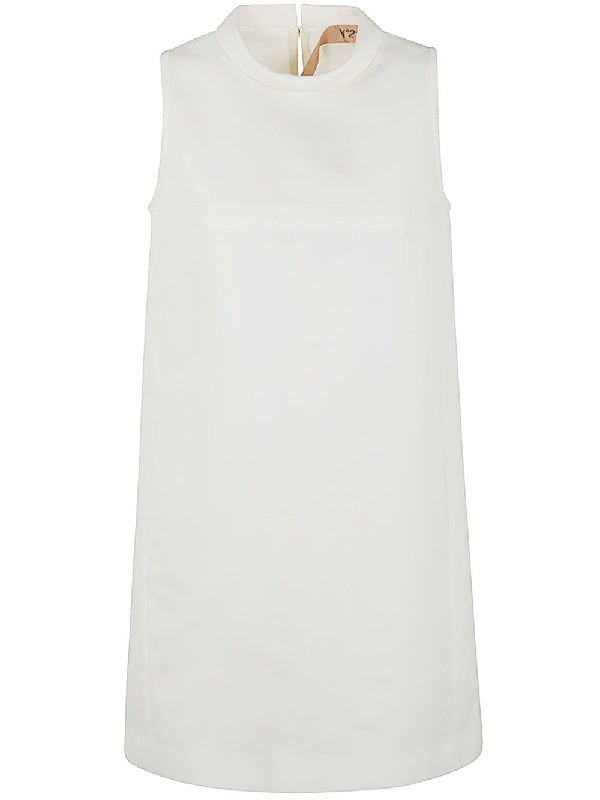 White Crewneck Sleeveless Dress