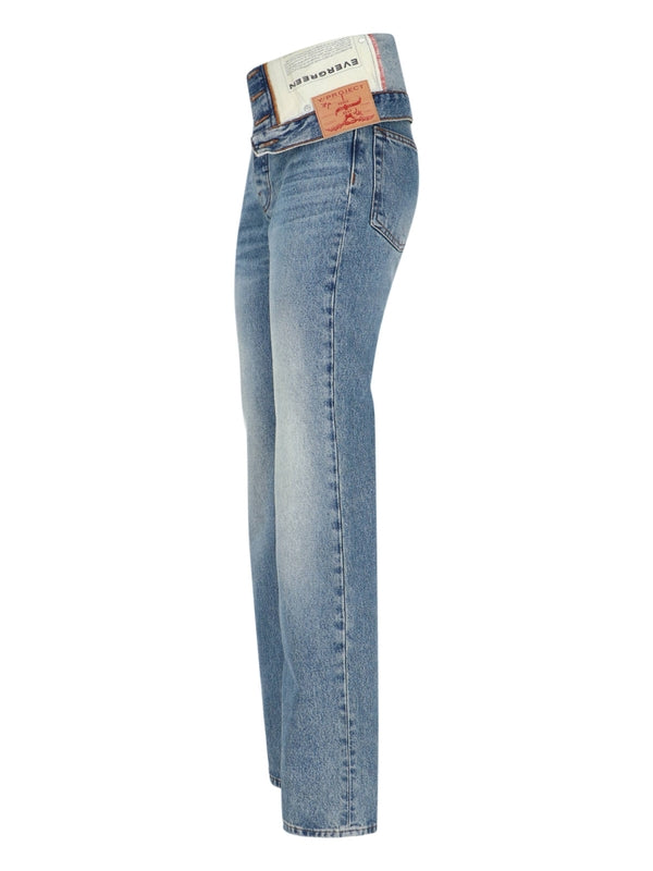 Asymmetric Waist Denim Pants