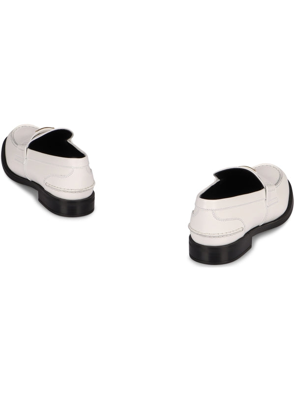 Triangular Logo Leather Loafers