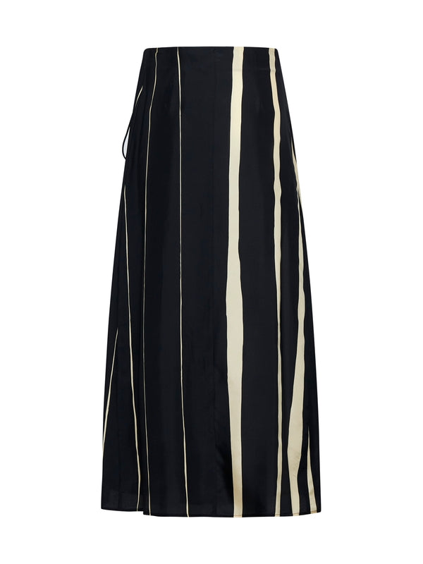 Striped Wrap Long Skirt