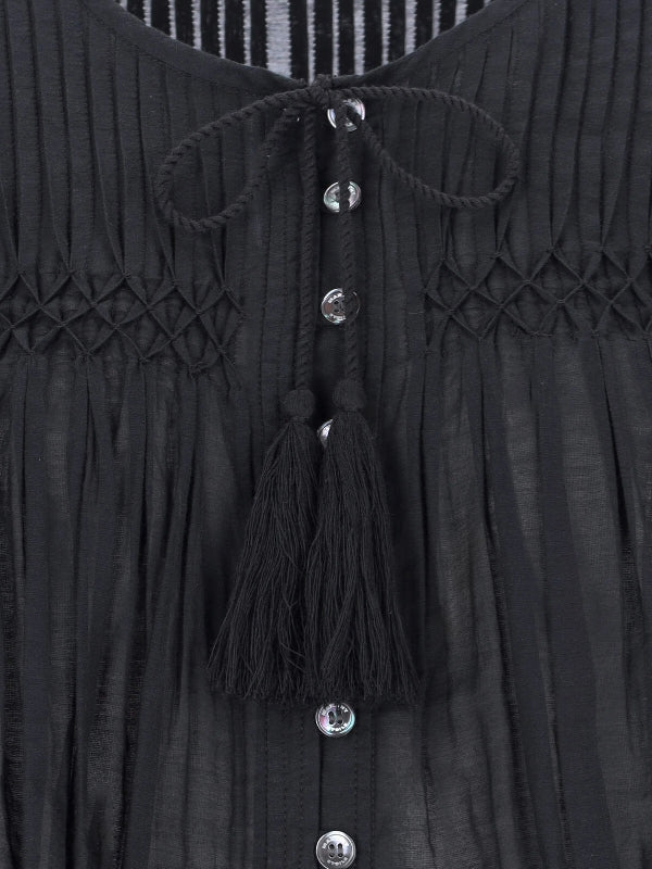 Abadi Pleated Tassel Blouse