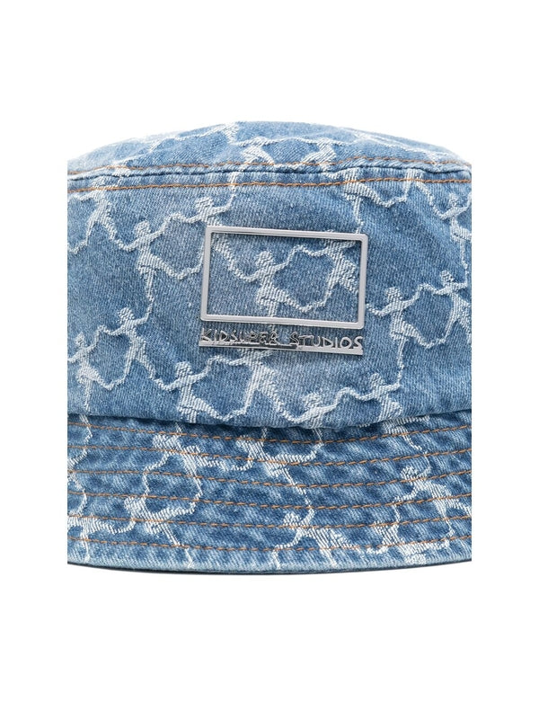 Dancing Embroidered Denim Bucket Hat