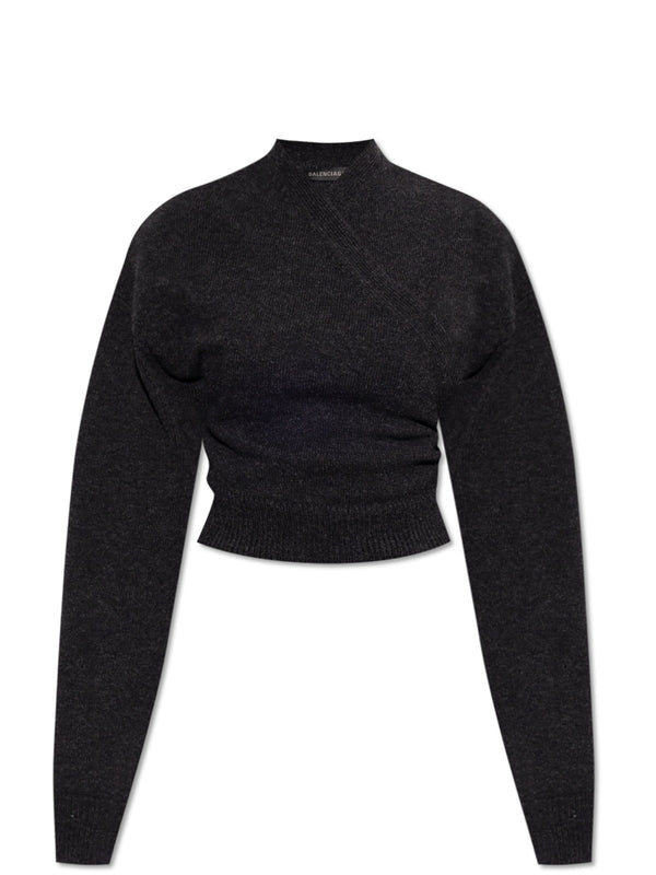 Wrap Crop Wool Knit