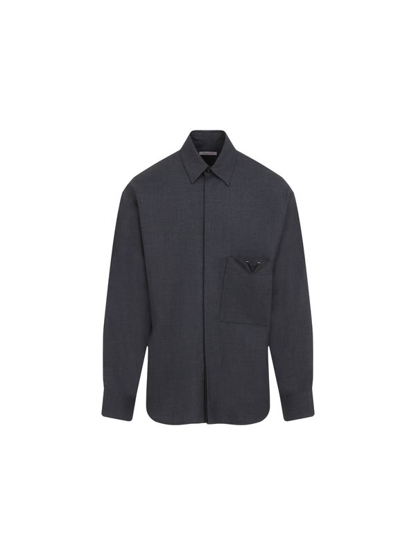 V Logo Pocket Virgin Wool Shirt