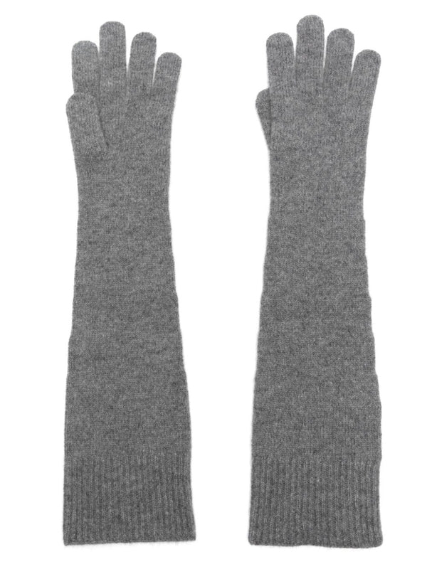 Wool Cashmere Ribbed Knit Gloves