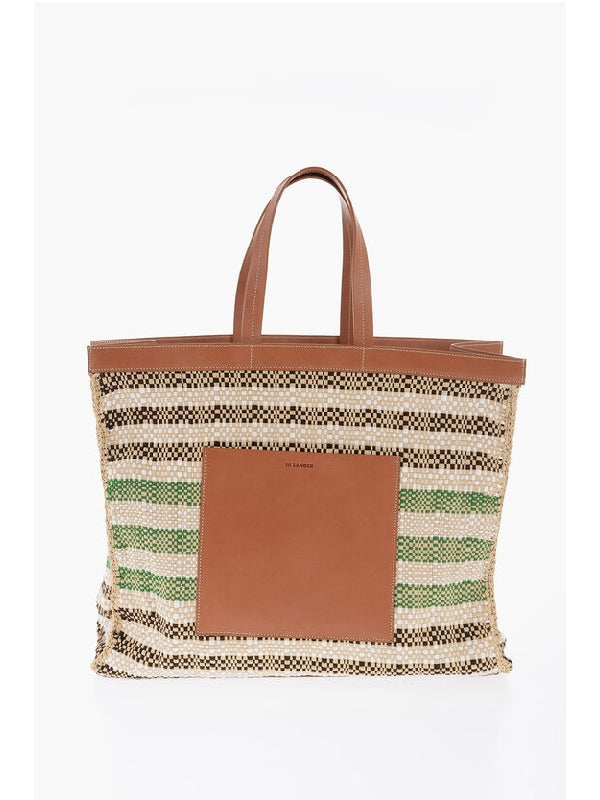 Stripe Raffia Tote Bag