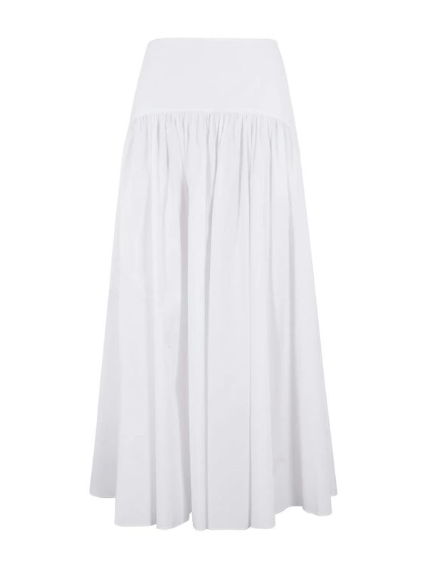 Pleats Detail Cotton Midi Skirt
