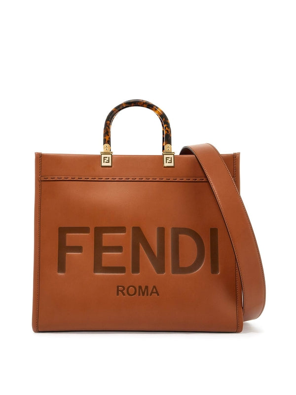 Sunshine Logo Leather Medium Tote Bag