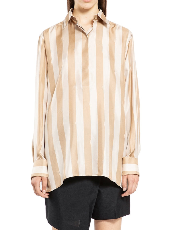 条纹真丝衬衫