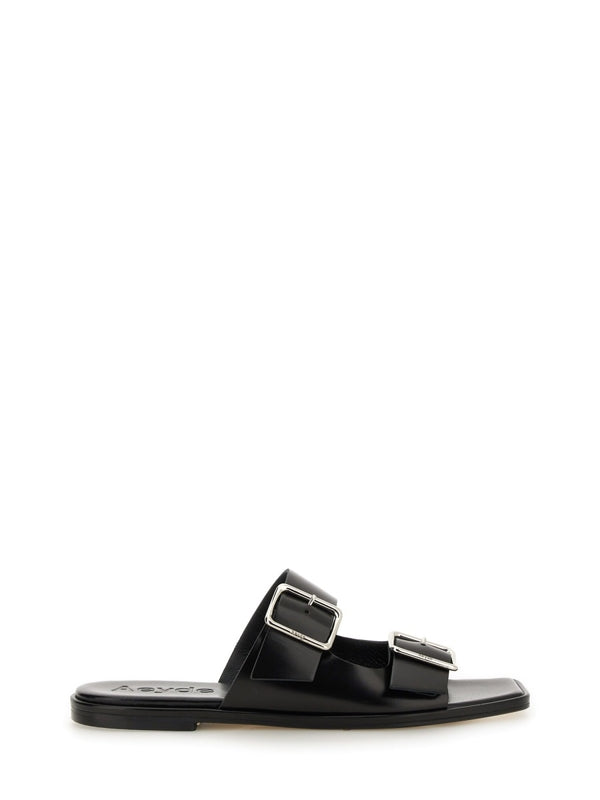 Double Buckle Leather Sandals