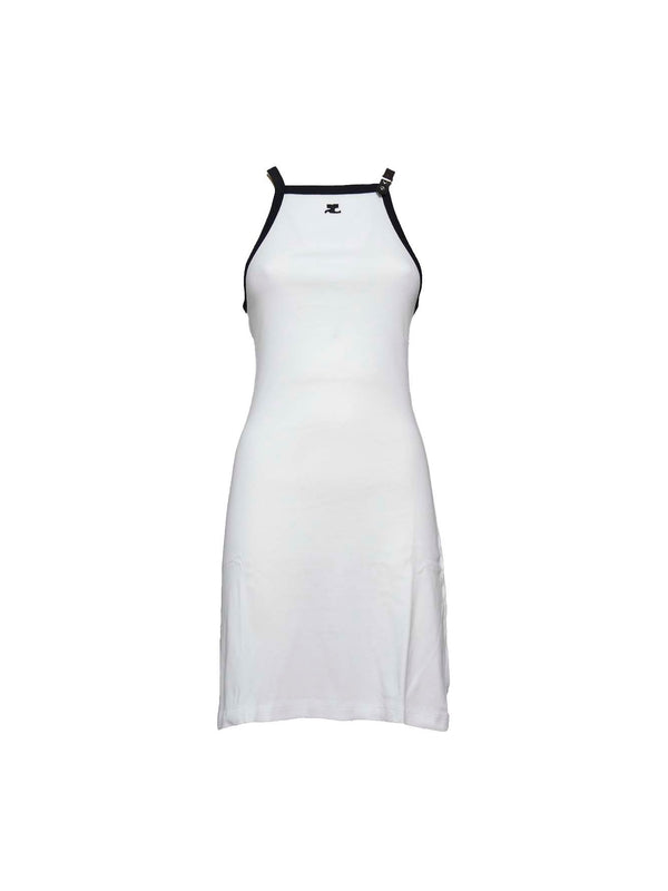 Buckle Contrast Logo Patch Dress