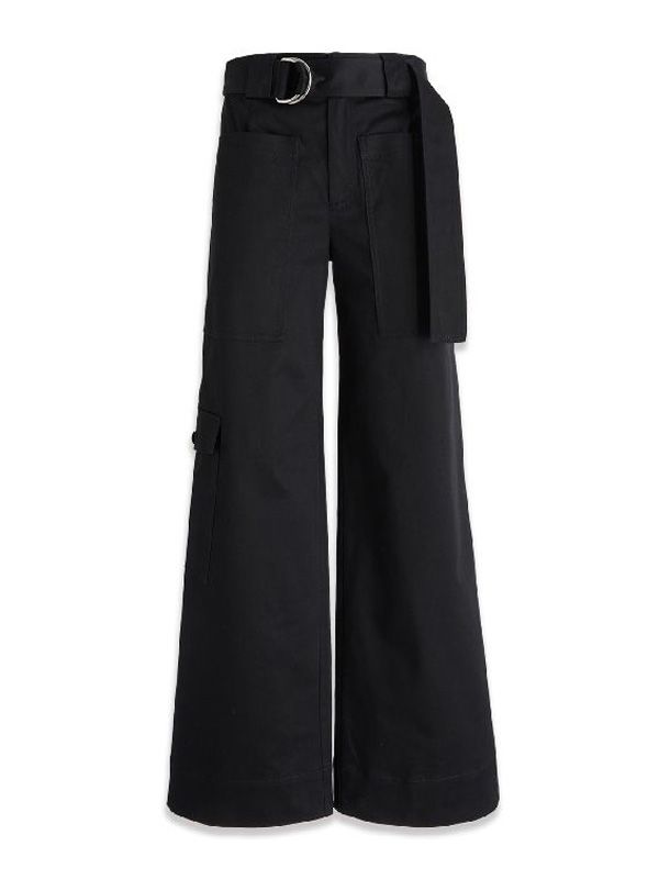 Belted Wide Cotton Cargo Pants