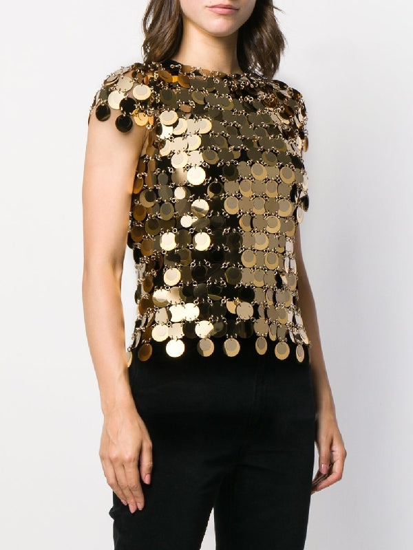 Gold Sequin Chainmail Top