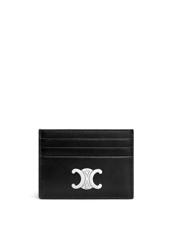 Triomphe Logo Embellished Leather Card Case