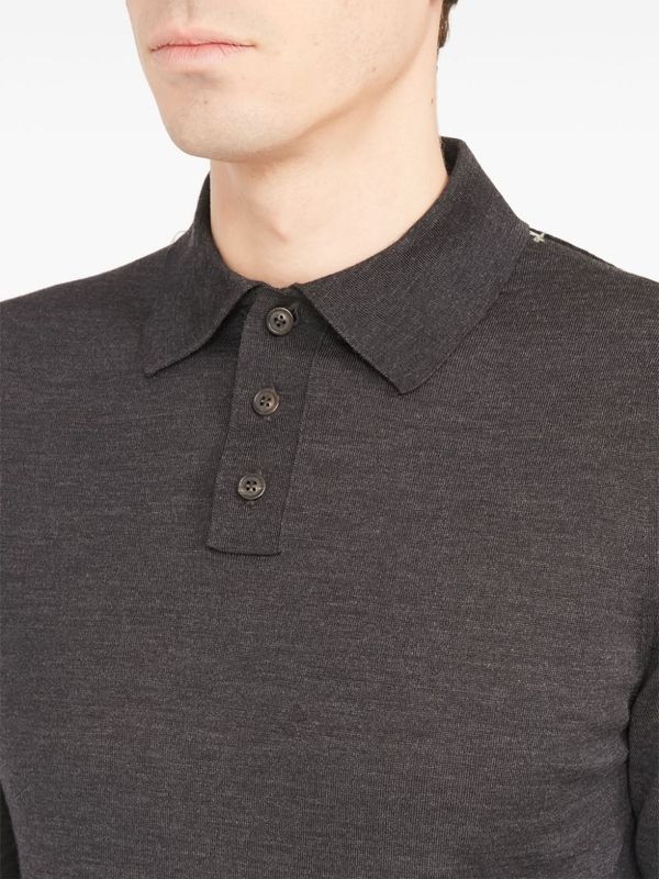 Back Stitch Wool Polo Shirt