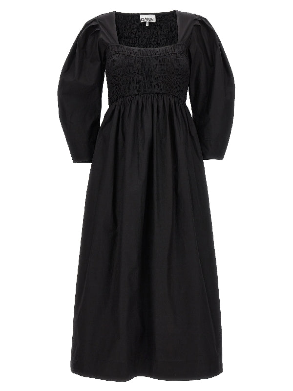 Poplin Square
  Neck Smocked Dress