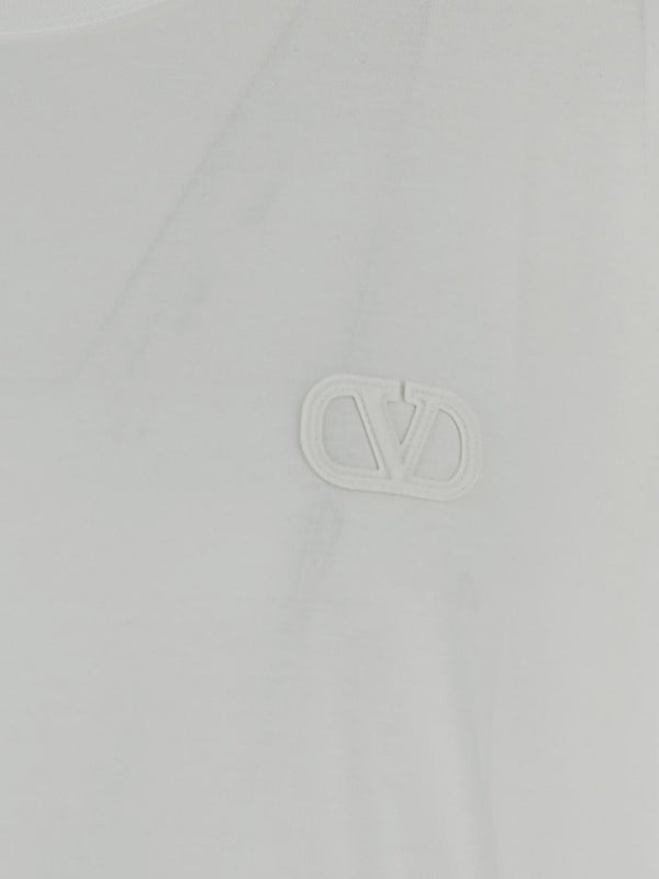 V Logo Cotton Long Sleeve Top