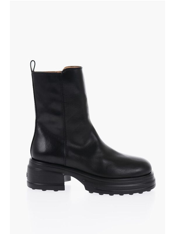 Black Calfskin Zip-Up Ankle Boots