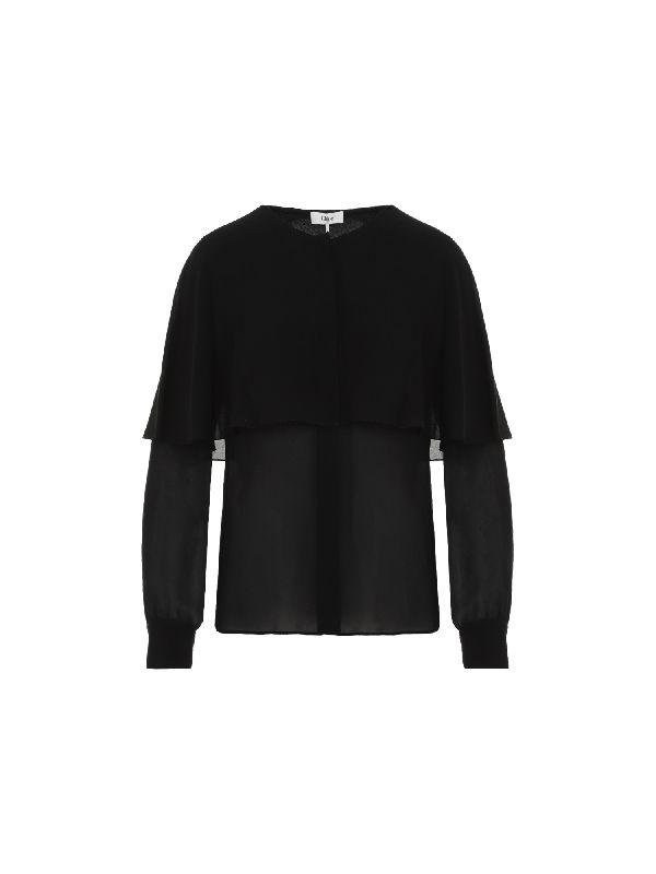 Cape Layered Silk Blouse