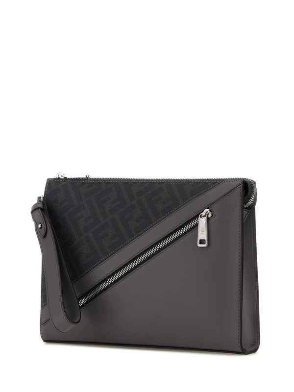 FF Leather Fabric Clutch