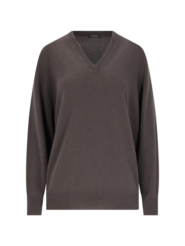 Ribbed Cashmere V-Neck Knit